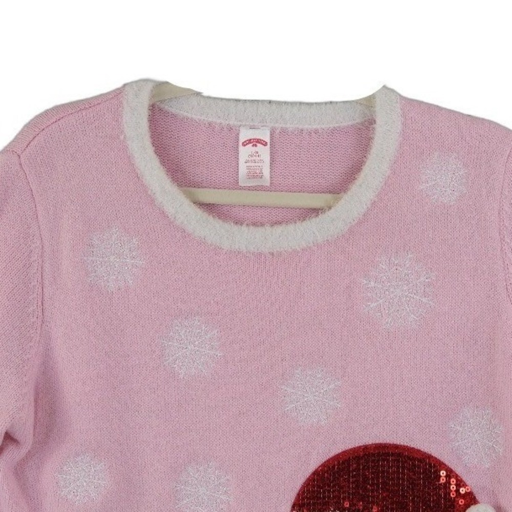 Holiday Time Sweater Women's Size Large 12-14 Pink Christmas Cat Santa Sequin - Picture 2 of 8